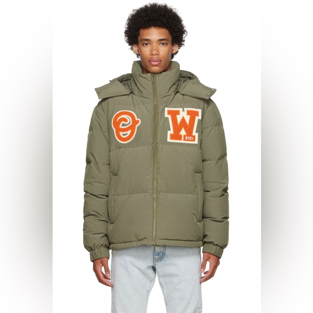 Off-White Khaki Patches Down Jacket Army Green/Khaki Large